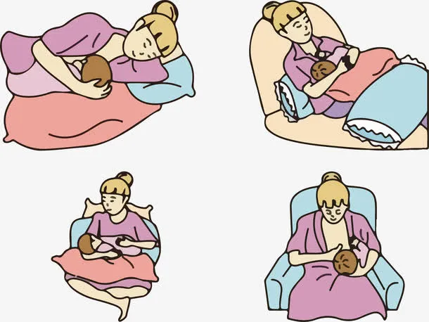四款正确的母乳喂养方式矢量免抠