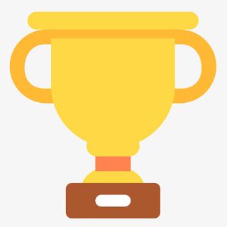 黄色扁平化奖杯元素免抠