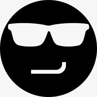 傻笑的脸，黑色的表情与眼镜图标免抠