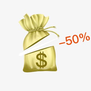 黄色简约钱袋减价促销标签免抠