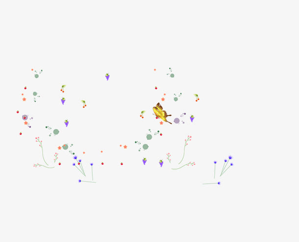 鲜花蝴蝶免抠