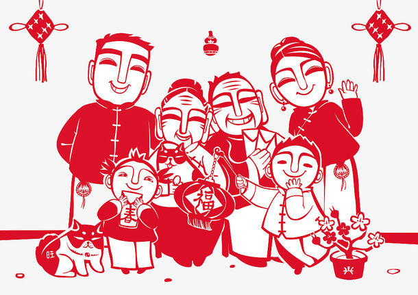 灯笼，全家福，小孩免抠