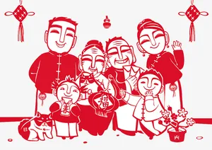 灯笼，全家福，小孩免抠