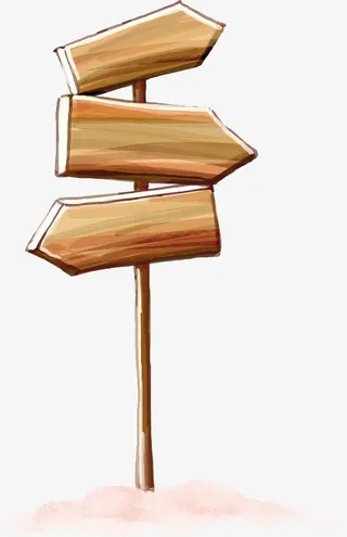 手绘冬季棕色指路牌免抠