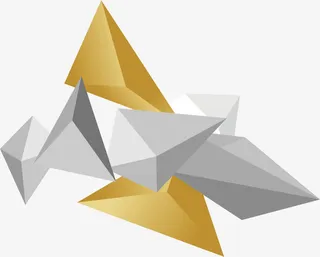 金银色立体几何免抠