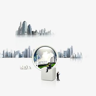 城市剪影科技感人物装饰免抠