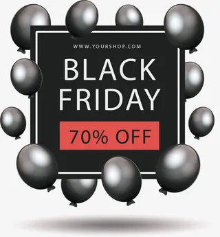 矢量手绘黑色珠光气球免抠