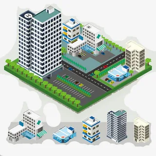 现代建筑大楼免抠