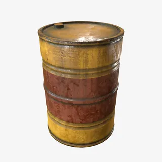 一个黄红大桶装机油桶免抠