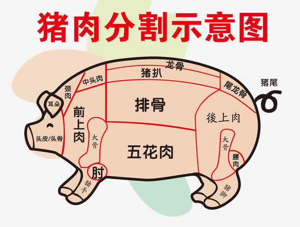 猪肉分割示意图免抠