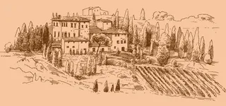 葡萄酒庄园手绘免抠