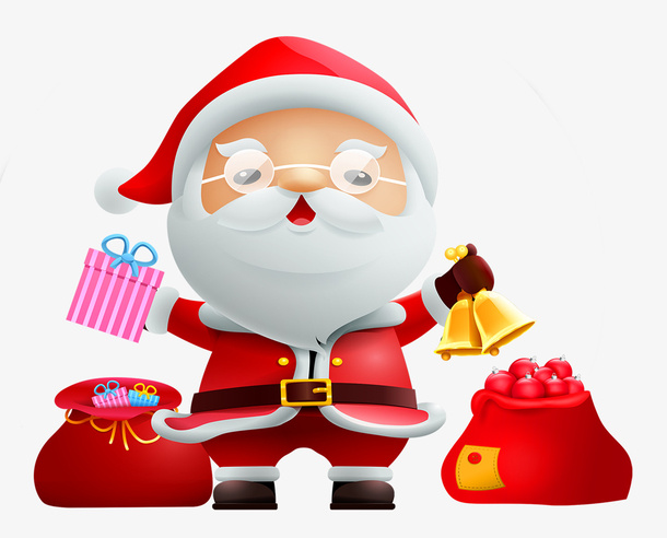 卡通圣诞老人赠礼免抠