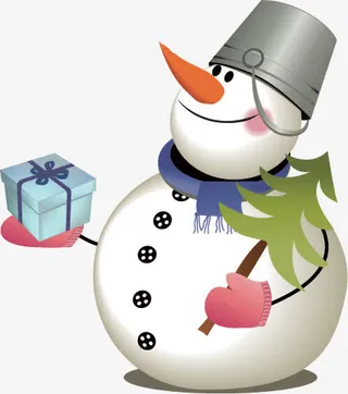 扁平手绘风格创意合成雪人免抠