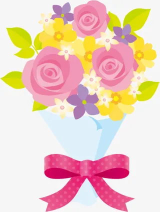 彩色美丽母亲节花束免抠