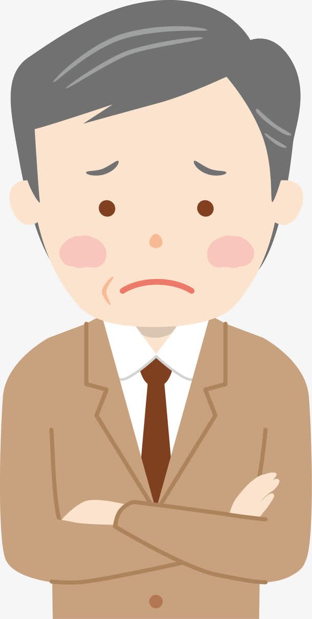 烦恼的老人人物插画免抠