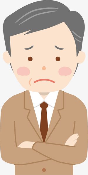 烦恼的老人人物插画免抠