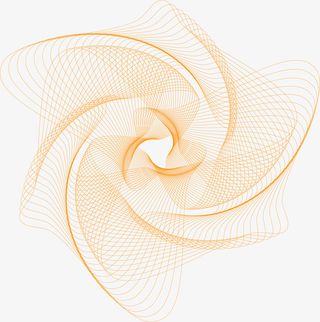 黄色旋转线条免抠