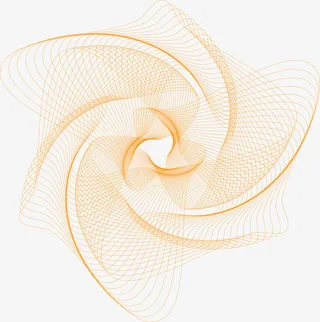 黄色旋转线条免抠