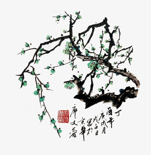 国画梅花免抠