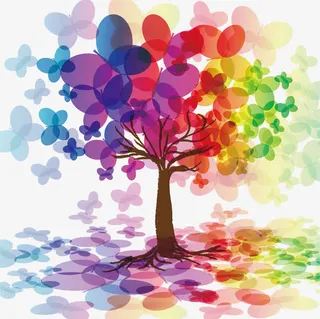 唯美七色树免抠