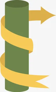 手绘绿色圆柱箭头免抠