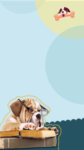 简约蓝色可爱小狗H5背景图高清