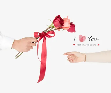 情人节主题素材送花免抠