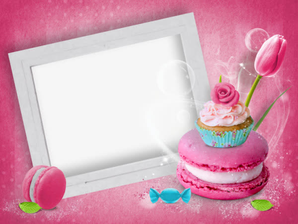 蛋糕白色相框免抠