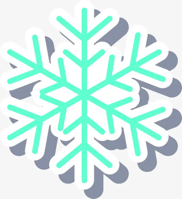 绿色冬日扁平雪花片免抠