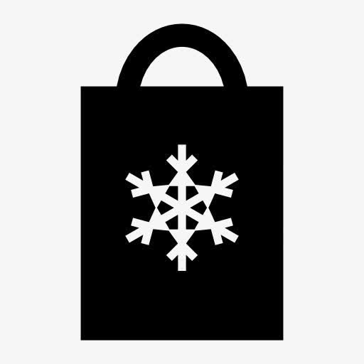 手绘黑色雪花图标免抠