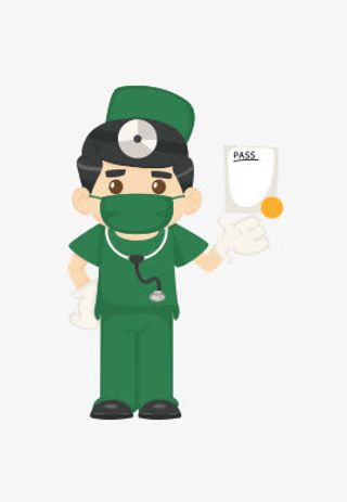 绿色衣服男护士pass免抠