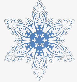 冰蓝色手绘雪花免抠