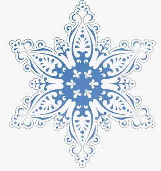 冰蓝色手绘雪花免抠