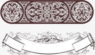 欧式矢量主题框花纹免抠