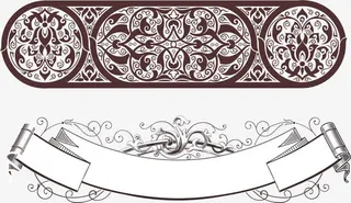 欧式矢量主题框花纹免抠