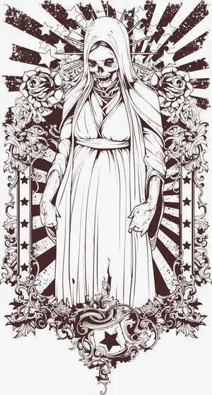 手绘骷髅女人免抠