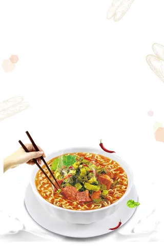 方便面美食简约海报高清