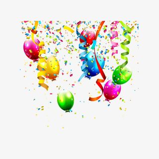 气球丝带和彩色碎屑免抠