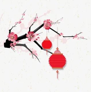 节日梅花灯笼素材免抠