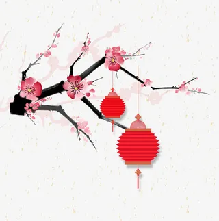 节日梅花灯笼素材免抠