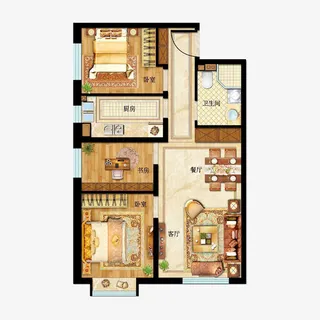 模型矢量图二居室住宅免抠