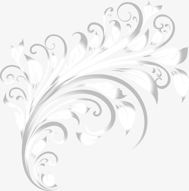 手绘灰色花纹免抠