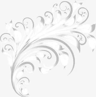 手绘灰色花纹免抠