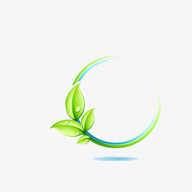绿叶圆形边框装饰素材免抠