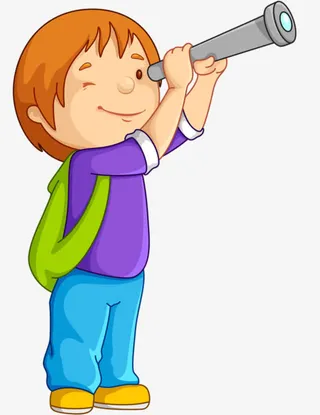 卡通看望远镜小男孩免抠