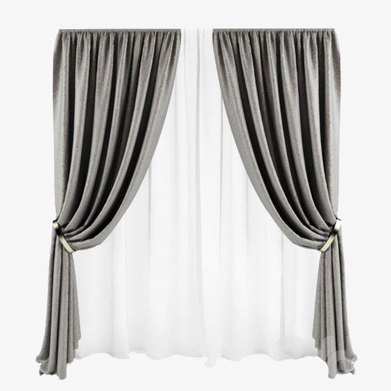 灰白色简约风窗帘免抠