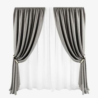 灰白色简约风窗帘免抠