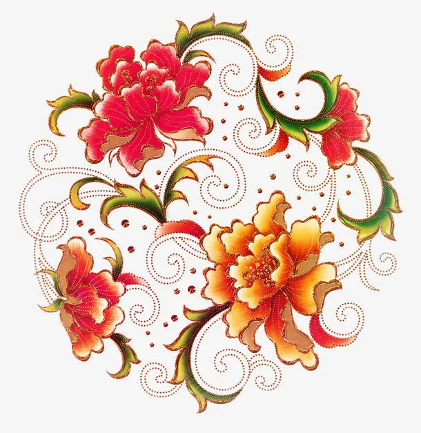 牡丹花底纹图片免抠