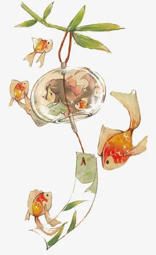 彩绘风铃金鱼免抠