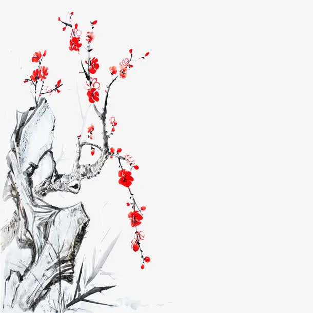 手绘梅花免抠